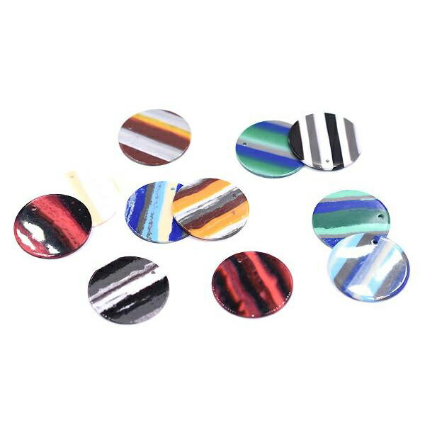 即日発送！樹脂チャーム ストライプ柄 穴あり 24×32mm（10ヶ）