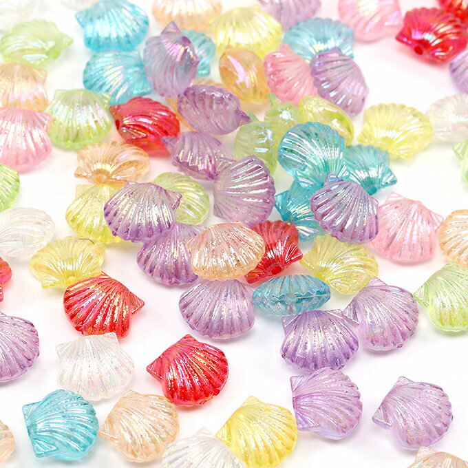 貝殼珠 - 即日発送！アクリルビーズ オーロラビーズ 貝殻 11×12.5mm ミックスカラー（20g約45ヶ）