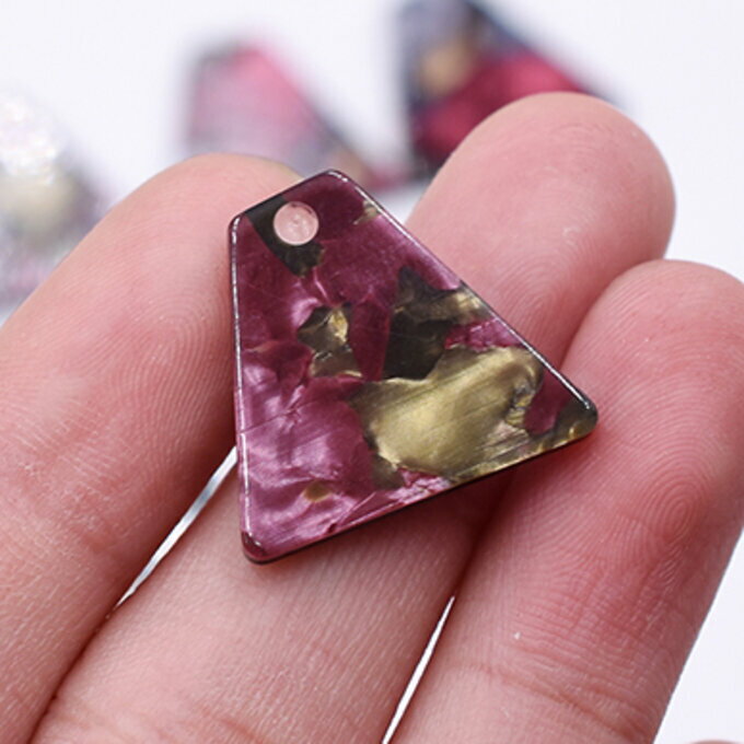 即日発送！アクリルパーツ プレート 台形1穴 18×20mm べっ甲風【10ヶ】