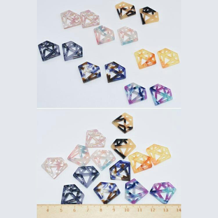 即日発送！べっこうパーツ ダイヤモンド穴あり 全7色