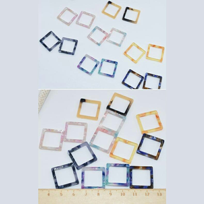 即日発送！べっこうパーツ 四角フレーム穴あり 全7色