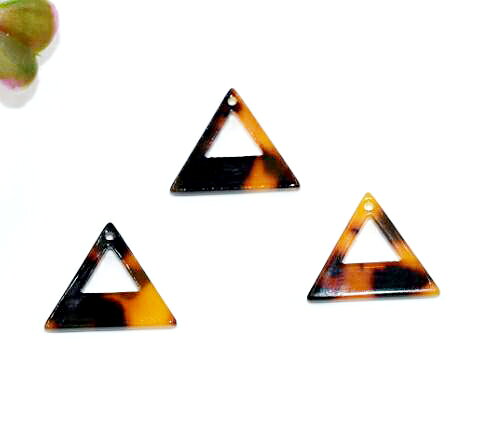 即日発送！べっこうパーツ 中抜き正三角穴有り【10ヶ】