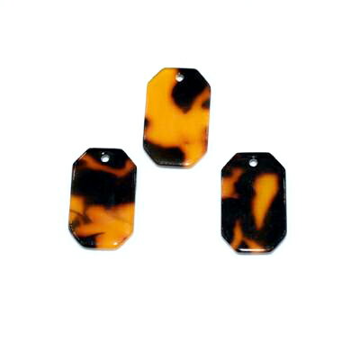 即日発送！べっこうパーツ 長方形カット穴あり【10ヶ】