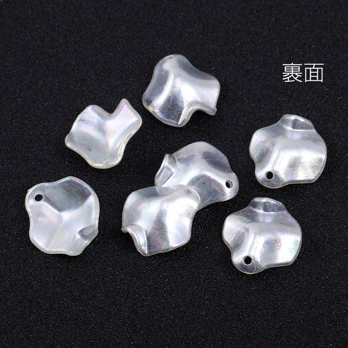 即日発送！高品質アクリルパーツ 花びら 1穴 15×16mm ホワイトABカラー（10ヶ）