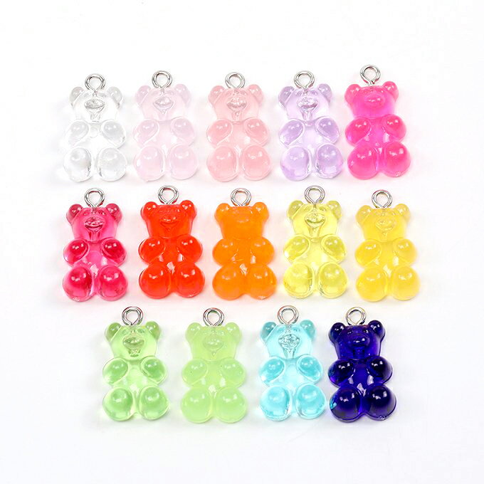 即日発送！くまチャーム アクリルチャーム ミックスカラー 12×22mm（10ヶ）