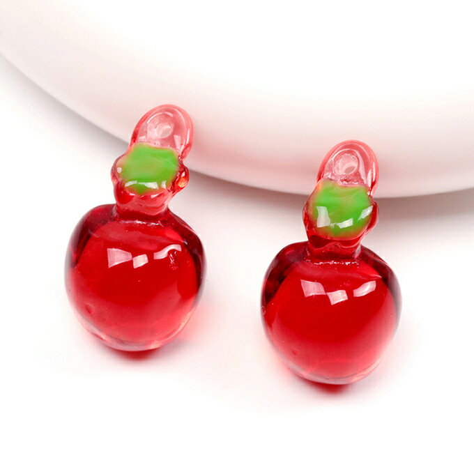 即日発送！樹脂フルーツチャーム ミニチュア果物チャーム 食品サンプルチャーム ザクロモチーフ 樹脂製 約9×16mm（6ヶ）