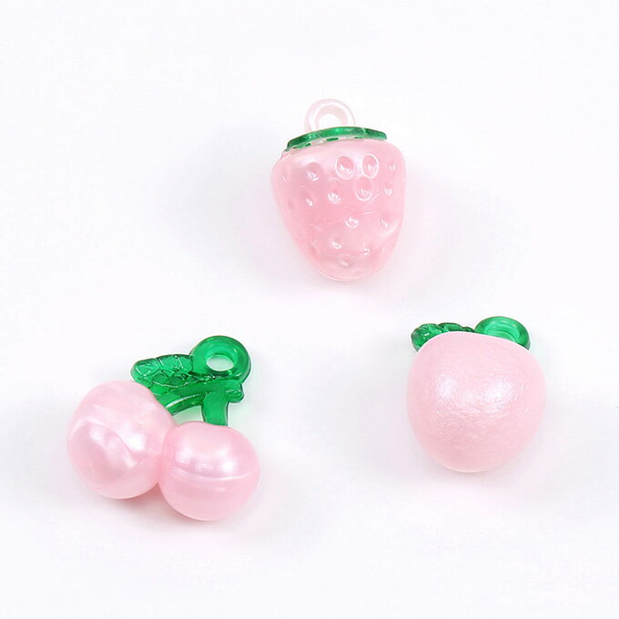 即日発送！樹脂チャーム かわいいフルーツチャーム ピーチピンク（10ヶ）