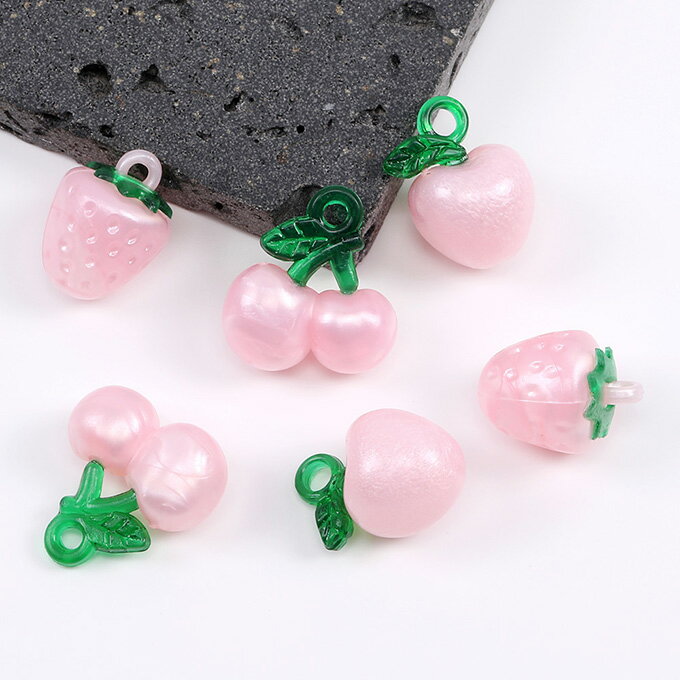 即日発送！樹脂チャーム かわいいフルーツチャーム ピーチピンク（10ヶ）