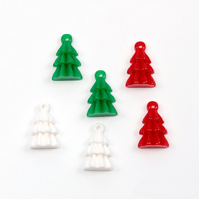 即日発送！立体樹脂チャーム クリスマスツリー樹脂チャーム 立体クリスマスツリーチャーム 1カン付き 約12×18mm（6ヶ）