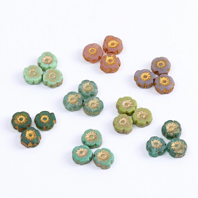 即日発送！樹脂ビーズ ハワイアンフラワー ゴールド 8mm（8ヶ）