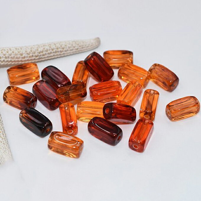 即日発送！アクリルビーズ 琥珀色 長方形カット 7×14mm【10ヶ】