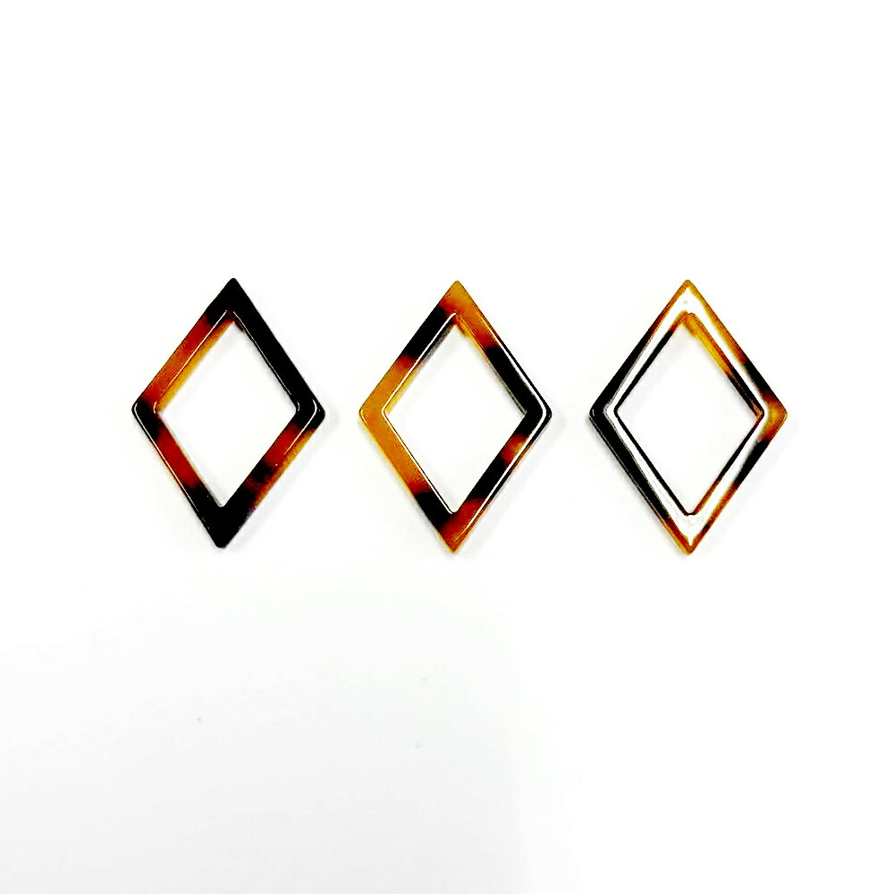 即日発送！べっこうパーツ 中抜き菱形 約20.5×29.5mm（10ヶ）