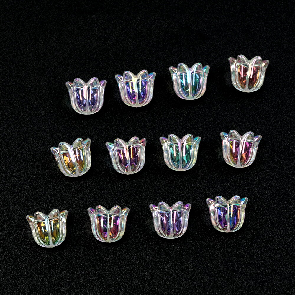 即日発送！アクリルパーツ チューリップ オーロラ 約9.5×10.5mm（8ヶ）