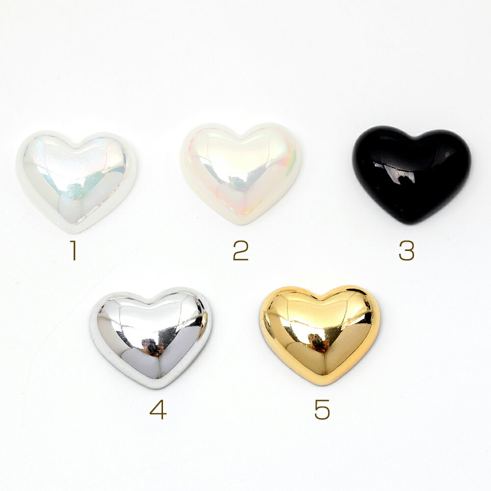 即日発送！樹脂パーツ 貼り付けパーツ ハート 樹脂 約17×19.5mm（6ヶ）