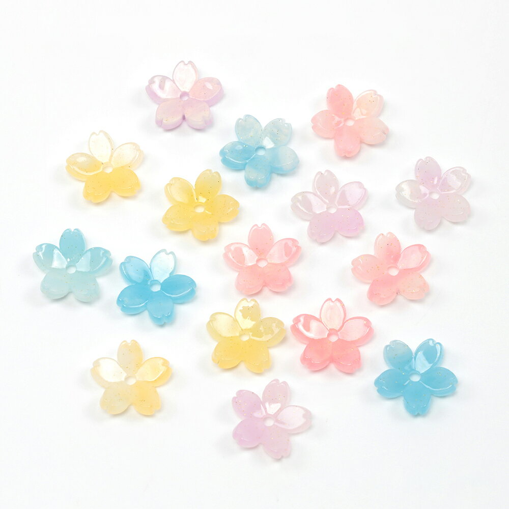 即日発送！アセテートパーツ さくらパーツ 桜 高品質 穴あり チャームパーツ 約15mm（10ヶ）