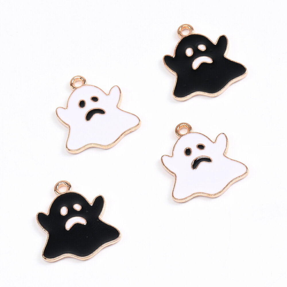 即日発送！ ハロウィンお化けチャーム オバケチャーム 幽霊メタルチャーム エポチャーム ハンドメイドアクセサリーパーツ 手作りアクセサリー素材 カン付き（8 ヶ入り）