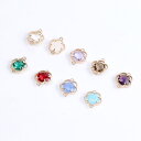 即日発送!コネクターパーツ ワイヤーフレームガラスチャーム ガラスストーンチャーム 立体フラワーモチーフ パワーストーン 上下2カン付き 12×15mm ゴールド(2ヶ)