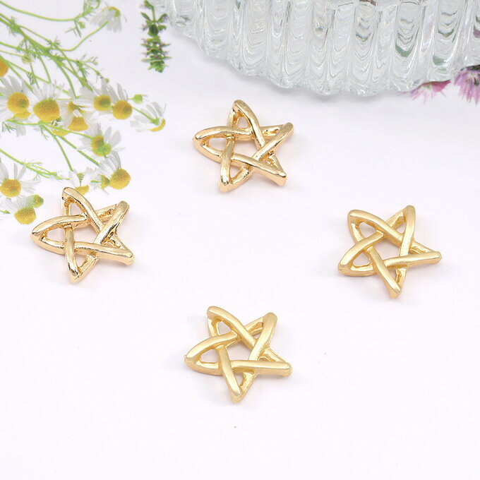 即日発送！立体星チャーム 中抜き星スターフレームパーツ 星形モチーフ 接続金具 ジョイントパーツ（8..