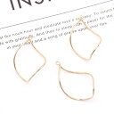 即日発送!フレームチャーム リングワイヤーチャーム リングひねりチャーム ウェーブラインフープチャーム 丸カンあり 1カン付き 25×42mm ゴールド(6ヶ)