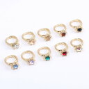 即日発送!アクセサリー リング チャーム ラインストーン付き メタルチャーム 約11×17mm 6個 ゴールド&パープル ハンドメイド素材 大人気