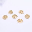 即日発送!サークルチャーム ラウンド透かしチャーム 花模様 カン付き 21×24mm ゴールド(10ヶ)