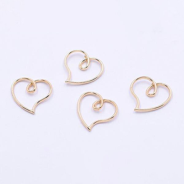 即日発送！ハートチャーム ハート型コネクターパーツ ハートフレーム 16×17mm ゴールド（10ヶ）