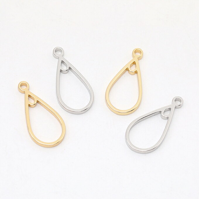 即日発送！メタルフレームチャーム しずく型 9.5×20mm（8ヶ）