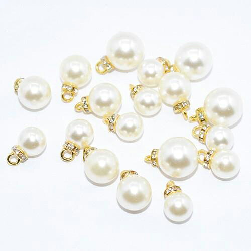 即日発送！パールチャーム ラインストーン付き パール直径10mm/12mm/14mm