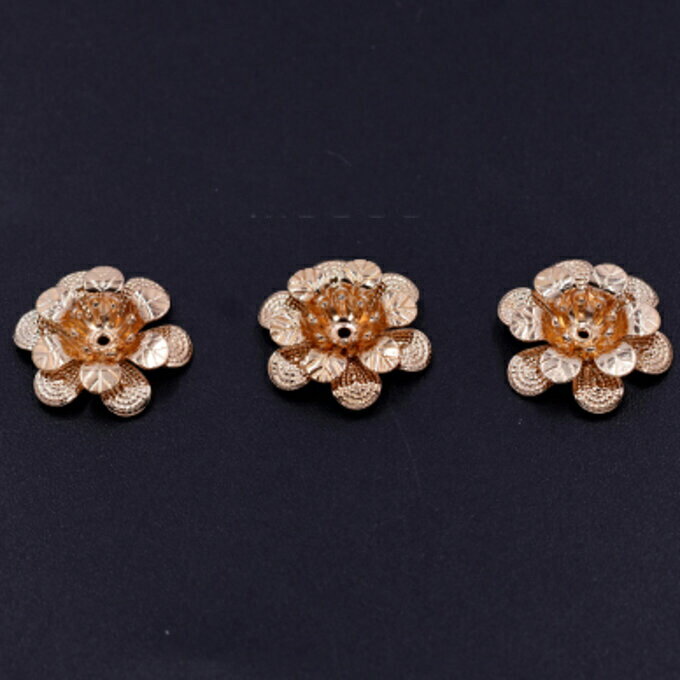 即日発送！メタルフラワー 六弁花 16×16mm ゴールド 【6ヶ】