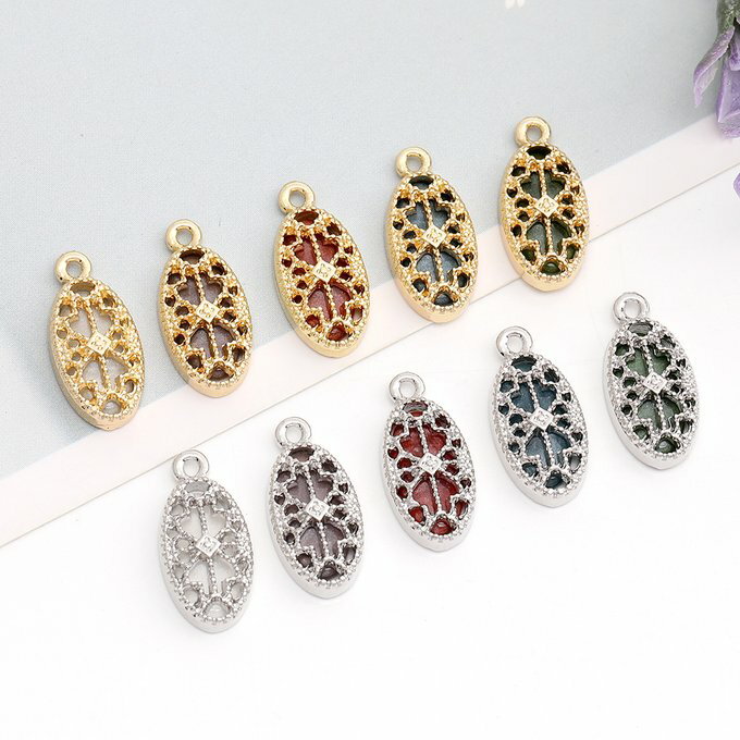 即日発送！オーバルチャーム メタルチャーム 樹脂チャーム 7.5×16.5mm（4ヶ）