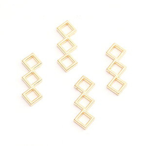Rakuten - 即日発送！フレームパーツ 3連四角形 8.5×24mm ゴールド（10ヶ）