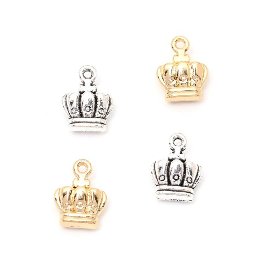 即日発送！立体メタルチャーム 王冠 10.5×13.5mm（8ヶ）