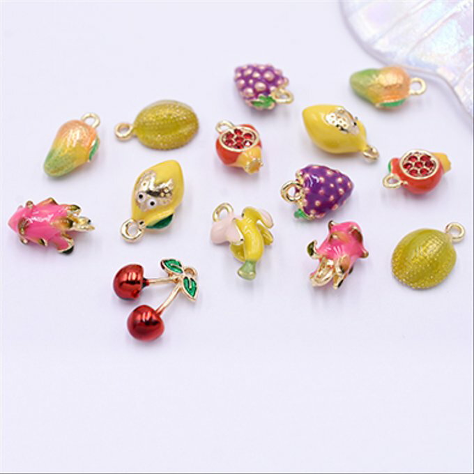 即日発送！高品質エポチャーム 立体 フルーツ 全8種 1カン ゴールド【2ヶ】