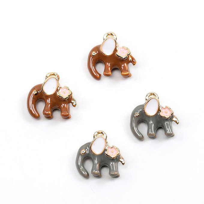 即日発送！エポチャーム ゾウ カン付き ゴールド 11×12mm（4ヶ）