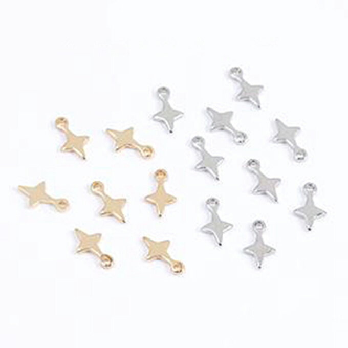 即日発送！メタルチャーム 星形 カン付き 5×8mm（10ヶ）