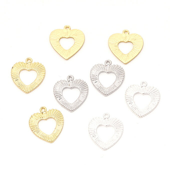 即日発送！メタルフレームチャーム メタルハートチャーム ハートメタルチャーム 1カン付き 約13×15mm（6ヶ）