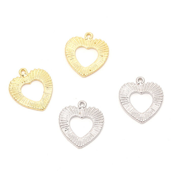 即日発送！メタルフレームチャーム メタルハートチャーム ハートメタルチャーム 1カン付き 約13×15mm（6ヶ）