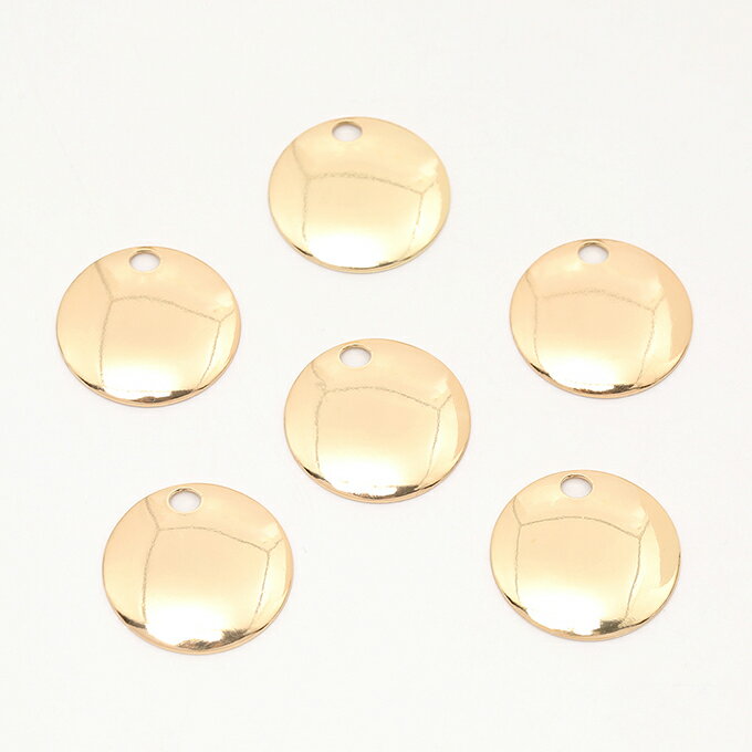 即日発送！メタルチャーム ラウンド 1穴 22.5mm ゴールド（10ヶ）