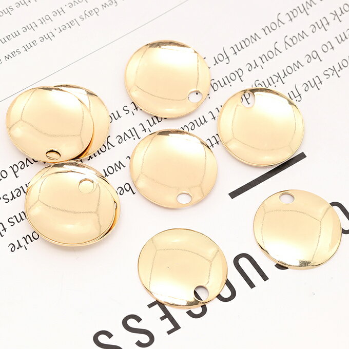 即日発送！メタルチャーム ラウンド 1穴 22.5mm ゴールド（10ヶ）