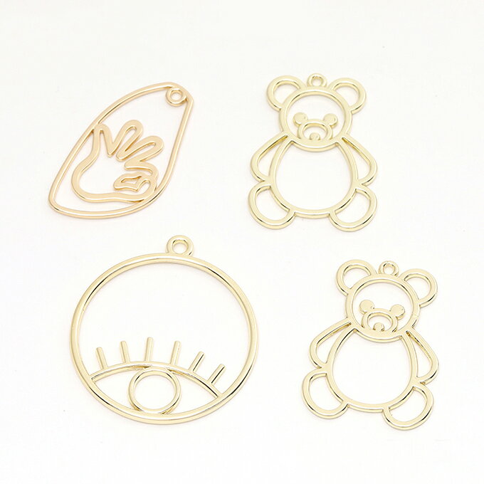 即日発送！高品質メタルフレームチャーム ゴールド