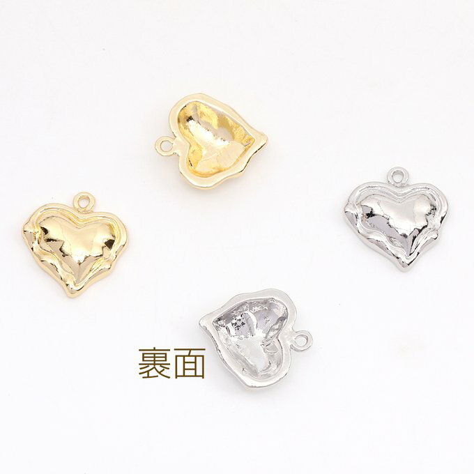 即日発送！ハートチャーム メタルチャーム 14×15mm（8ヶ）