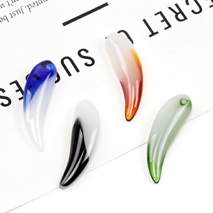 即日発送！チェコチャーム チェコガラスチャーム 横穴あり グラデーションカラー 約12×43mm（4ヶ）