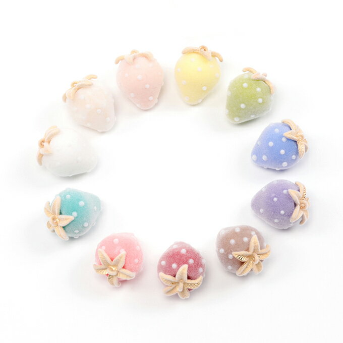 即日発送！いちごチャーム フロッキー調 苺 イチゴチャーム ストロベリーチャーム 1カン付き 全14色 約18×24mm (2ヶ)