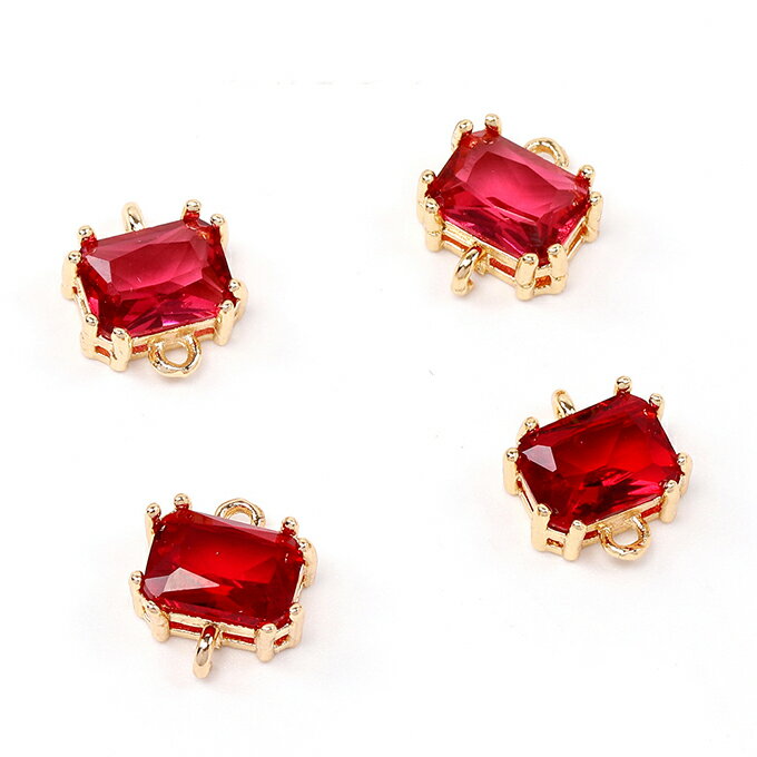 即日発送！フレームガラスチャーム 長方形型 2カン 9.5×10.5mm ゴールド（2ヶ）