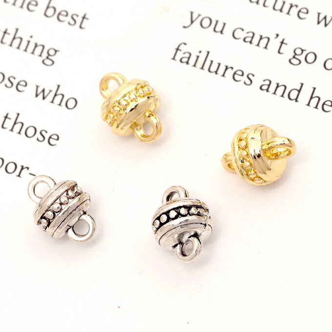 即日発送！メタルコネクターチャーム ジョイントパーツ 接続金具 連結パーツ 上下2カン付き ラウンド型 2種類 約7×10mm(6ヶ)