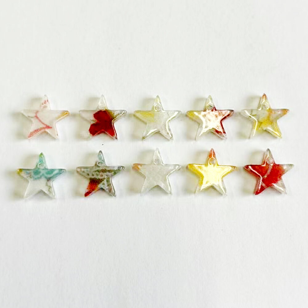 即日発送！アクリルパーツ 星型 和風パーツ 1穴 アソート 約11mm（10ヶ）