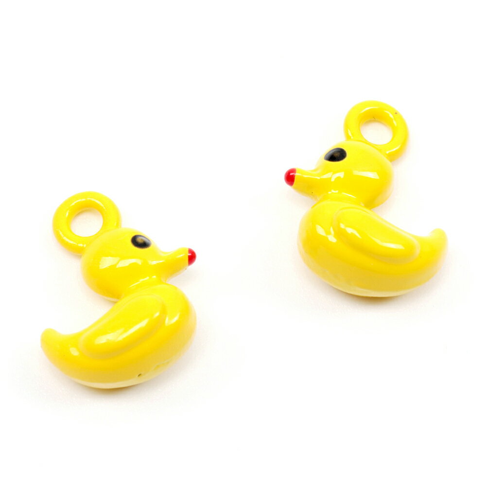 即日発送！メタルチャーム アヒル あひる イエロー 合金製 約12×15mm（4ヶ）