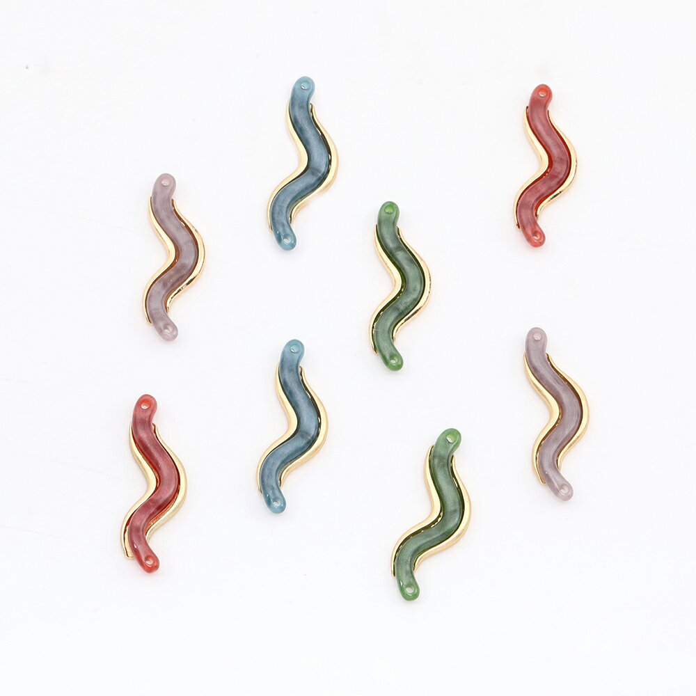 即日発送！樹脂コネクターチャーム メタルチャーム S型 2穴 10×31mm（6ヶ）