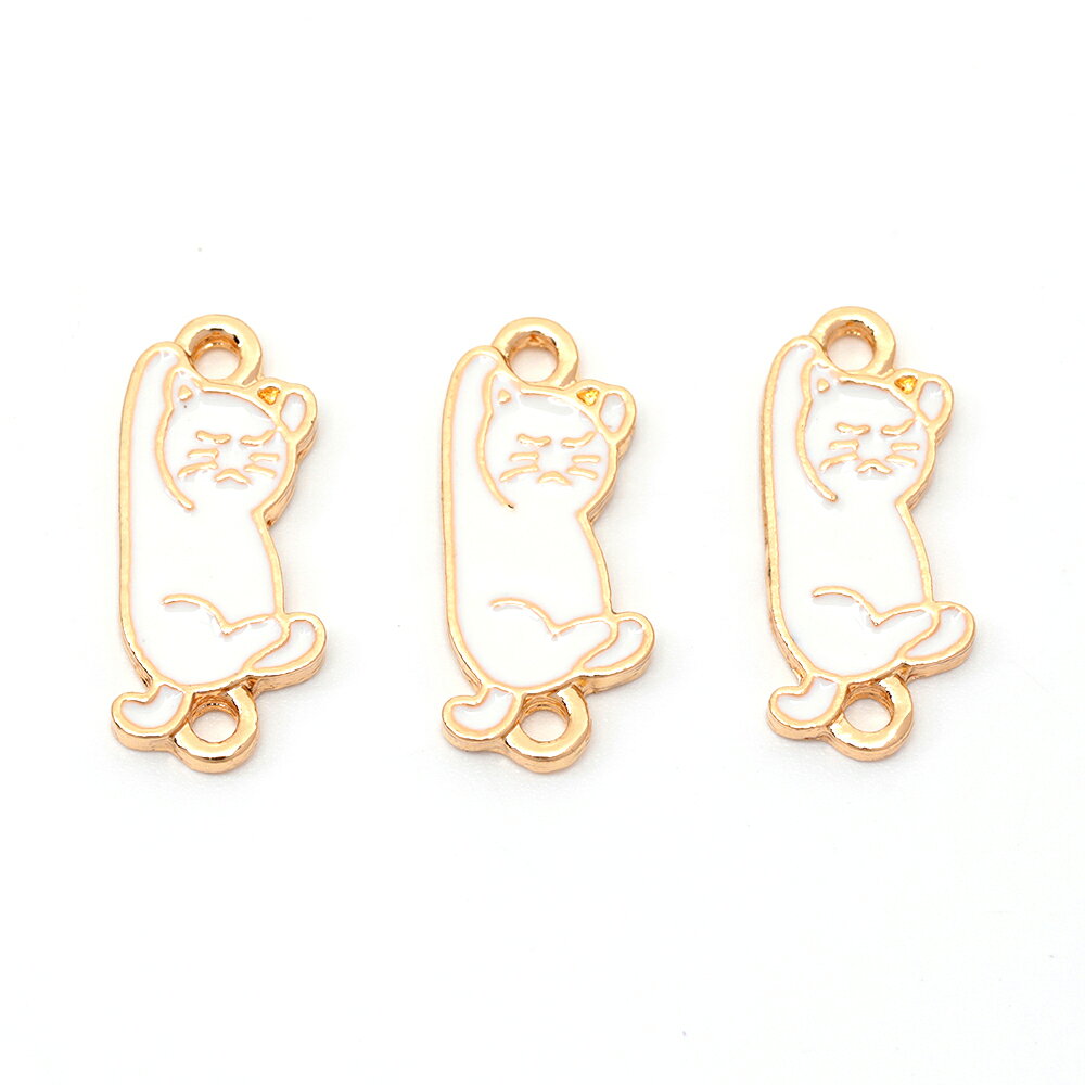 即日発送！エポチャーム 猫キーホルダー 合金製 約8×19mm(6ヶ)