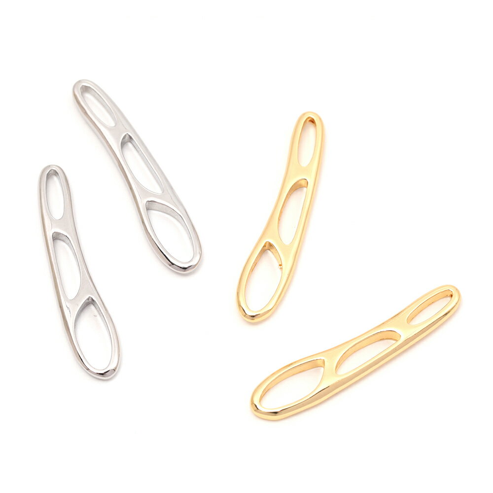 即日発送！メタルチャーム 銅製 不規則ロングオーバル フレーム 穴あき 接続パーツ メタルチャーム 約6..